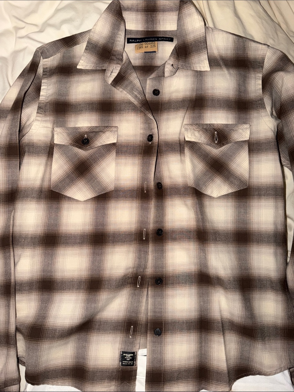 Ralph Lauren Sport Brown  Plaid Long Sleeve Plaid Button Down Shirt